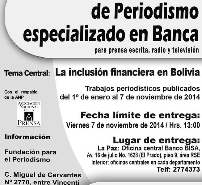 Banco BISA lanza XIII Concurso Nacional de Periodismo Especializado en Banca