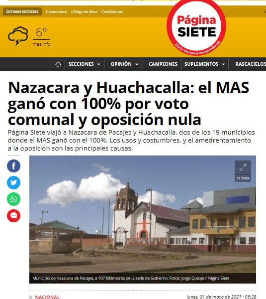 Nazacara y Huachacalla: el MAS ganó con 100% por voto comunal y oposición nula